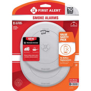First Alert Smoke Alarm, Photoelectric Sensor, 10-Year Sealed Lithium Battery, Slim Profile, Pack of 2, SM210