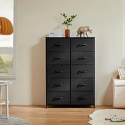 Yangming 10 Drawer Fabric Dresser for Bedroom, Black