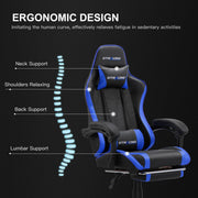 GTRACING GTWD-200-BLUE GTWD-200 Gaming Chair w/Footrest, Height Adjustable Office Swivel Reclining, Blue
