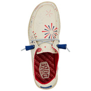 HEYDUDE Wendy Fireworks Canvas Shoes for Ladies - White - 7M