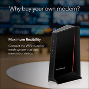 NETGEAR Nighthawk DOCSIS 3.1 Mid/High-Split Cable Modem, 2Gbps Download, 1Gbps Upload, 2 Gigabit Ethernet Ports, Black, CM2500-1AZNAS