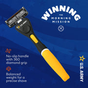 Dollar Shave Club 95240706 Army 6-Blade Starter Set, Textured Diamond Grip Handle, Pivot Head, 2 Count, 95240706