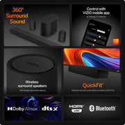 VIZIO SV510MW-09 5.1 Channel Soundbar w/ Wireless Surrounds & Sub, Dolby Atmos & DTS:X, QuickFit Compatible