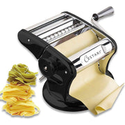 Cestari Stainless Steel Pasta Machine - 150 mm Roller with Patented Suction Base for No-Slip Use, Black