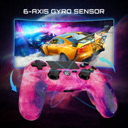 CHENGDAOPS415XYZ  Wireless Controller for P4/Slim/Pro/PC, 6-Axis Sensor, Dual Vibration, - Pink Universe