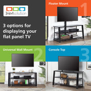 Whalen Zane 3-in-1 TV Stand with Swivel and Wall Mount, Glossy Black Finish, Fits TVs up to 70 in, XL-46