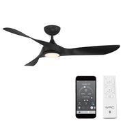 WAC Lighting Swirl 54in Smart Ceiling Fan with Integrated Dimmable LED Light, Soft Brass and Matte Black, Bluetooth Remote, Energy Efficient DC Motor, F-074L-SB/MB