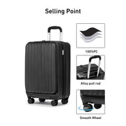 WEPLUS Front Open Carry On Luggage with Laptop Compartment, TSA Lock, 360 Spinner Wheels, 20-Inch Lightweight Hardside Suitcase