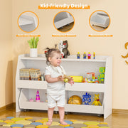 Bel Ark 2-Tier Portable Toy Storage Organizer with 2 Removable Bins, Smooth-Rolling Wheels, Anti-Tilt Safety, White