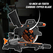 WEN 10-Inch Single Bevel Sliding Compound Miter Saw, 15-Amp Motor, 40-Tooth Carbide Blade, Laser Guide, Compact Design, MM1011T