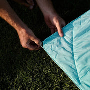 Rumpl Jade Fade Stash Mat XL, Packable Water-Resistant Picnic Blanket with Insulated Padding, Convertible Tote Bag with Shoulder Sling and Storage Pockets