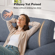 HOMSHADE 87 Sofa Couch, Extra Deep Seat, Linen Fabric, Round Arms, Blue Gray, Includes 2 Pillows, MJSF01-GY
