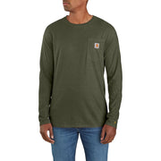 Carhartt Force Relaxed Fit Midweight Long Sleeve Pocket T-Shirt, Basil Heather, 2XLT, 106656
