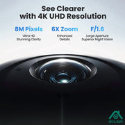 Soliom Wireless Outdoor Solar Security Camera 4-Cam Kit, 8MP 4K UHD, 360 Auto Tracking, Radar Detection, Night Vision, Solar Powered, SH802-4CamKit