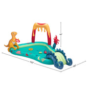 Bluescape Dino Inflatable Play Center, Dinosaur-Themed Kiddie Pool with Built-In Water Sprayer, Soft Slide, Inflatable Toys, Durable Puncture-Resistant Material, Multicolor