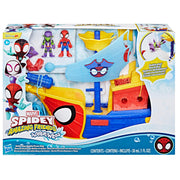Hasbro Spidey and His Amazing Friends Water-Webs Webs Ahoy Bubble Pirate Ship Playset with 3-Inch Action Figures, Extending Hull, Wave-Simulating Wheels, Bubble Maker, 17 to 21 in