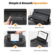 QUIETLEMON Heavy Duty Paper Shredder, Auto Feed 120 Sheets, Manual Feed 8 Sheets, P-4 Micro-Cut Security, 5.3 Gal Pullout Bin, Black, 0850080123