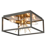 Elk Home Spark 4-Light Flush Mount Light Fixture, Matte Black and Burnished Brass, 12-Inch Square, 46364/4