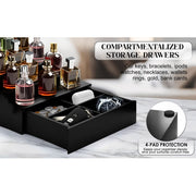 TOPNOTCHTIMBER Wooden Perfume Organizer Set, Black Pine Perfume Shelf and Acacia Tray