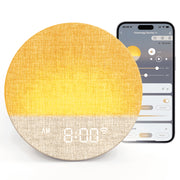 Dreamegg Sunrise Alarm Clock with App Control, Adjustable Mood Lighting, 34 Soothing Sounds, Digital Round Tabletop Clock, White, DG-D26APP-WHITE