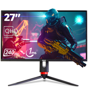 RCA 27-Inch Premium Gaming Monitor, 240Hz Refresh Rate, 2560 x 1440p QHD HDR10 Display, 1ms Response Time, RGB LED Backlighting, KVM Support, Black, M27PG135F