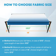 Kohree KR3616-WK RV Awning Fabric, 16 ft, 19oz Heavy Duty Premium Vinyl, Black Fade, Pull Strap Included