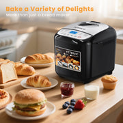 FETERVIC 19-IN-1 Bread Maker, 2LB Capacity, Nonstick Ceramic Pan, Gluten-Free, Dough, Jam, Yogurt Functions, Black, BM8113