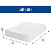 FDW Queen Mattress 12 inch Gel Memory Foam Mattress Medium Firm, White