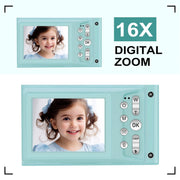 Jazeyeah DC001-B FHD 1080P Kids Digital Camera with 32GB Memory Card 48MP, Blue
