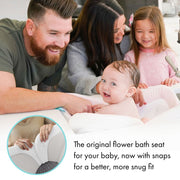 Blooming Bath Lotus Baby Bath Seat, Plush Crystal Minky Fabric, Gray/Dark Gray, Fits Most Sinks, Newborn to 6 Months