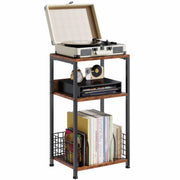 CONCETTA Record Player Stand, 3-Tier Turntable Table with Vinyl Storage for up to 100 Albums, Rustic Brown