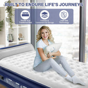 QDH Air Mattress Twin XL Size with Built-in Electric Pump Comfort Plush Enhanced Coil Technology Blue
