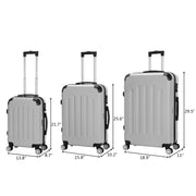 Zimtown Hardside Lightweight Spinner Gray 3 Piece Luggage Set with TSA Lock, Gray - Durable ABS