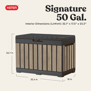 Keter Kentwood 50 Gallon Resin Deck Box, Lockable Outdoor Storage with Ashwood Wood-Look Finish, Weather-Resistant, Built-In Handles, 350 lb Load Capacity, 271086
