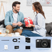 Saneen Digital Camera 64MP 4K UHD Vlogging Camera with 3-Inch 180 Flip Screen, 18X Digital Zoom, WiFi Enabled, Black W08C-Black