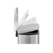 QualiaZero QZ10002 50 Liter / 13.2 gal Rectangular Step Kitchen Garbage Can, Stainless Steel