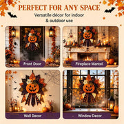 DIY Quilted Halloween Pumpkin Door Hanger Kit, Beginner Sewing Craft for Adults, Seasonal Wall Decor with Ghost and Witch Motifs