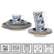 STPGoods Melodie de Fleurs Bone China Dinnerware Set of 20 for 4 pers. in Gift Box - Eco Friendly