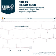 Joyfy 31147-WM Clear Christmas Lights, 39ft, 200 Warm White LED Bulbs, Connectable Waterproof String Lights