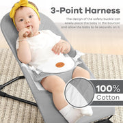 Kmaier Baby Swing Convertible Reclining Chair and Fixed Seat, Portable, Adjustable Recline, Gray, For Infants 0-18 Months