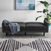 Mainstays 73in Storage Futon with Hidden Under-Seat Storage, Manual Reclining Seat Back, Charcoal, Twin Size MS2632758696R01