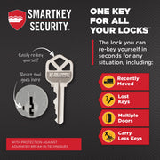 Kwikset Lisbon Square Keyed Entry Door Lever with SmartKey Security, Venetian Bronze, Reversible Handle, Adjustable Latch, 97402-840