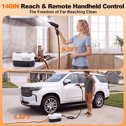 KANFUAQ Handheld Steam Cleaner, 2500W Power, 3-Level Adjustable Steam Control, 1.4L Large Tank, 15pcs Accessories, Portable Steamer for Home Bathroom Kitchen Car, White, TC-SC-005