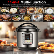 Bluebow 6.5 Quart Electric Pressure Cooker, 11-in-1 Multi Cooker Rice Cooker Slow Cooker Saute Steamer, Stainless Steel