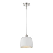 Savoy House Trade Winds Nora 1-Light Pendant Light with White Metal Shade and Polished Nickel Finish, 9 in. W x 9 in. H, M70118WHPN