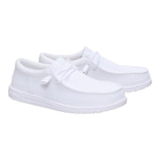 Heydude Wally Funk Mono Casual Loafers for Men, White, Elastic Laces, Removable Foam Insole, Lightweight Flexible Outsole, 40011-100-M11