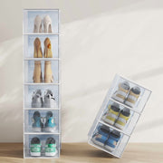 Gianna 12 Pack Stackable Shoe Box Plastic Storage Organizer White Holds Shoes Up to US Size 9 DS-XHV0829-1309WT12P-LG