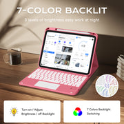 Aoub Magnetic Detachable Wireless Bluetooth Keyboard Case, Red