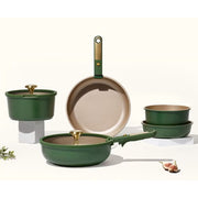 Carote A13985 15 Pcs Nonstick Cookware Set, Non Stick Pots and Pans with Detachable Handles, 15 Pcs Green