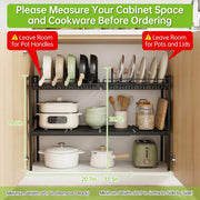 Sentryse Expandable Pots and Pans Organizer, 2-Tier Adjustable Pot Rack with 2 Removable Lid Holders, Black